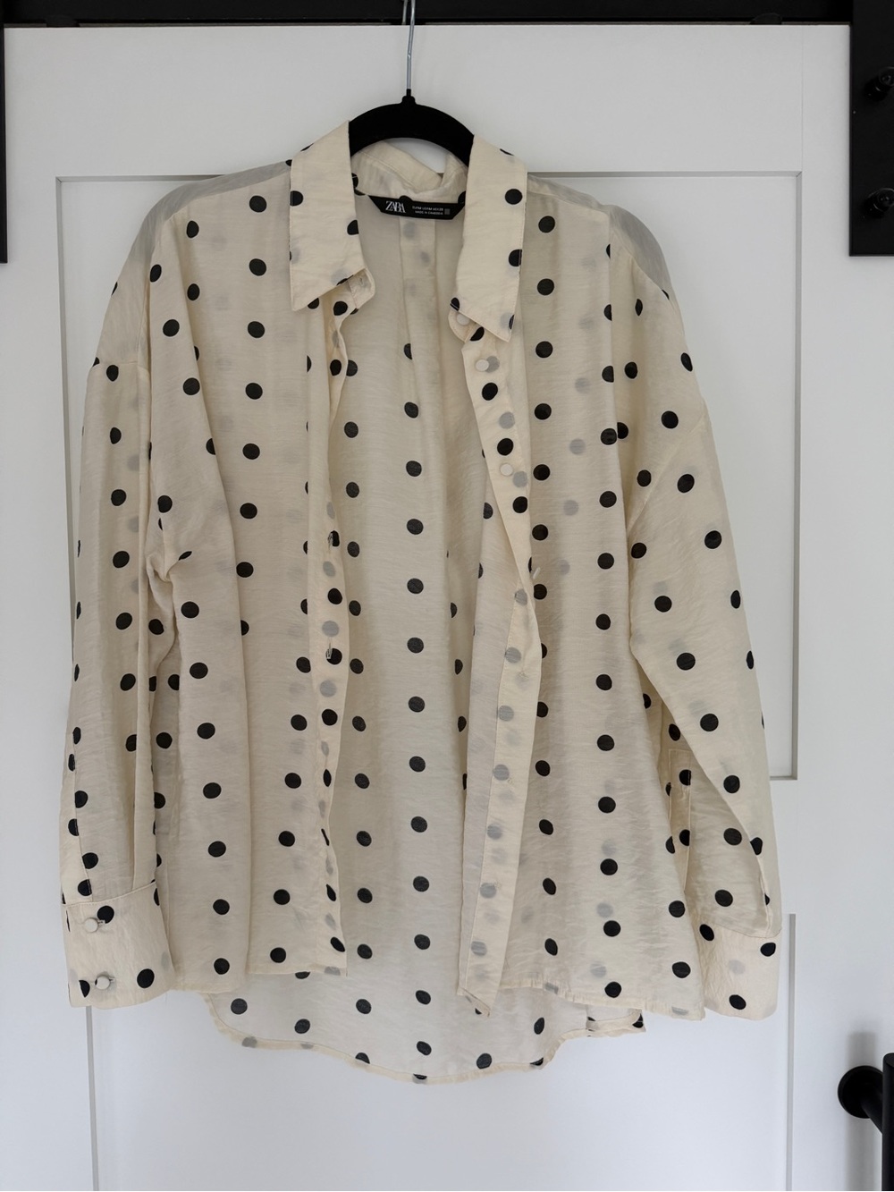 Zara Cream Shirt with Black Polka Dots